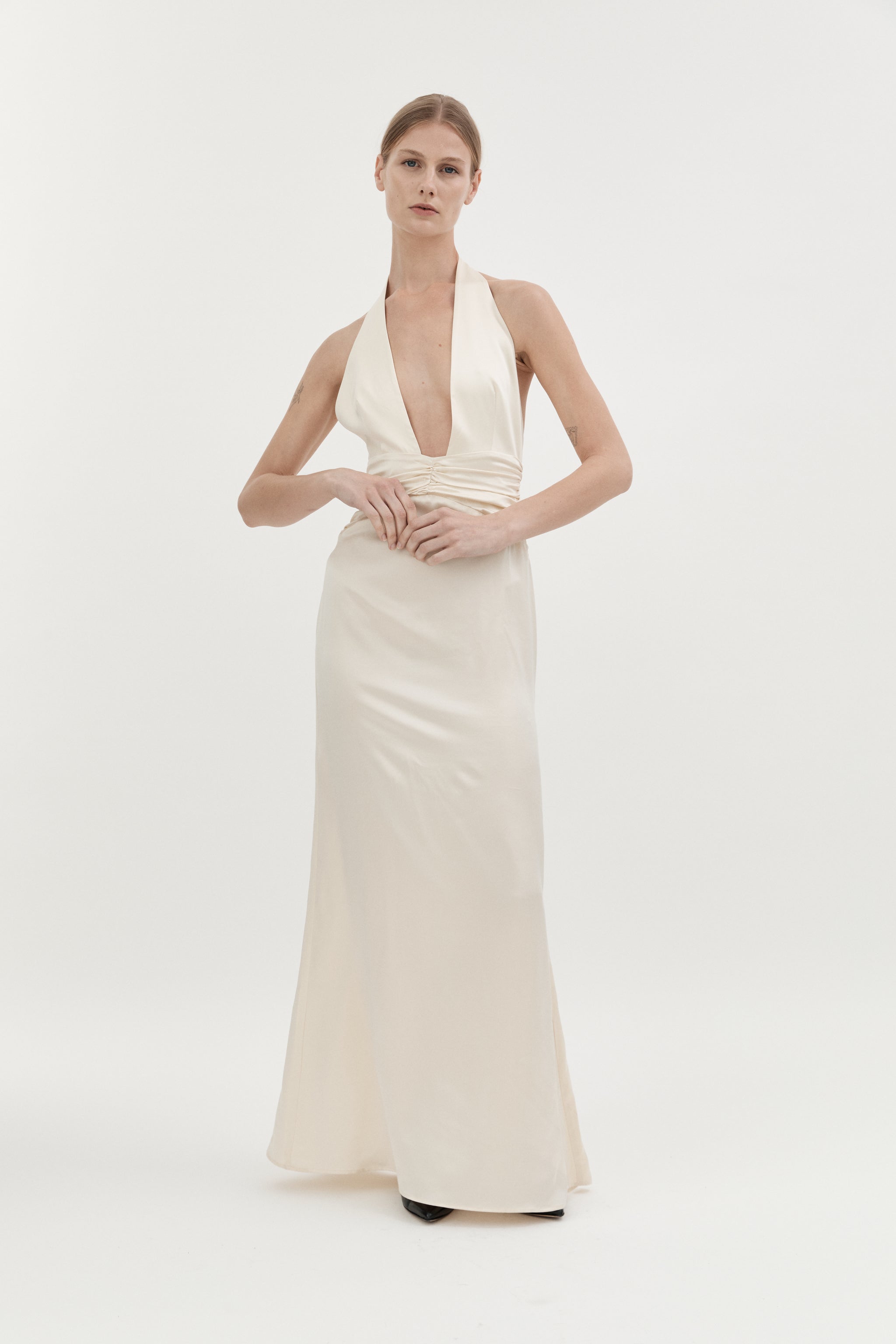 AGNES SILK HALTER GOWN